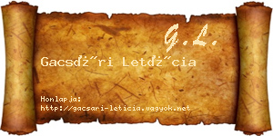 Gacsári Letícia névjegykártya